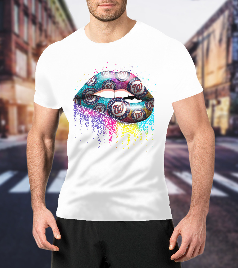 Washington Nationals Logo Pattern Lips T-Shirt