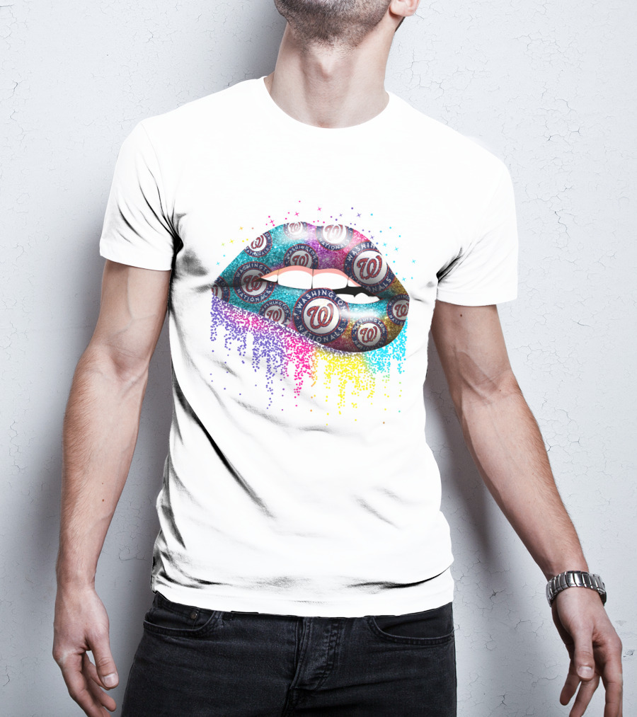 Washington Nationals Logo Pattern Lips T-Shirt