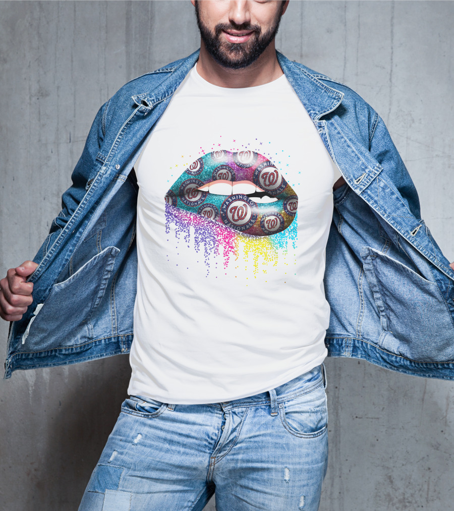 Washington Nationals Logo Pattern Lips T-Shirt