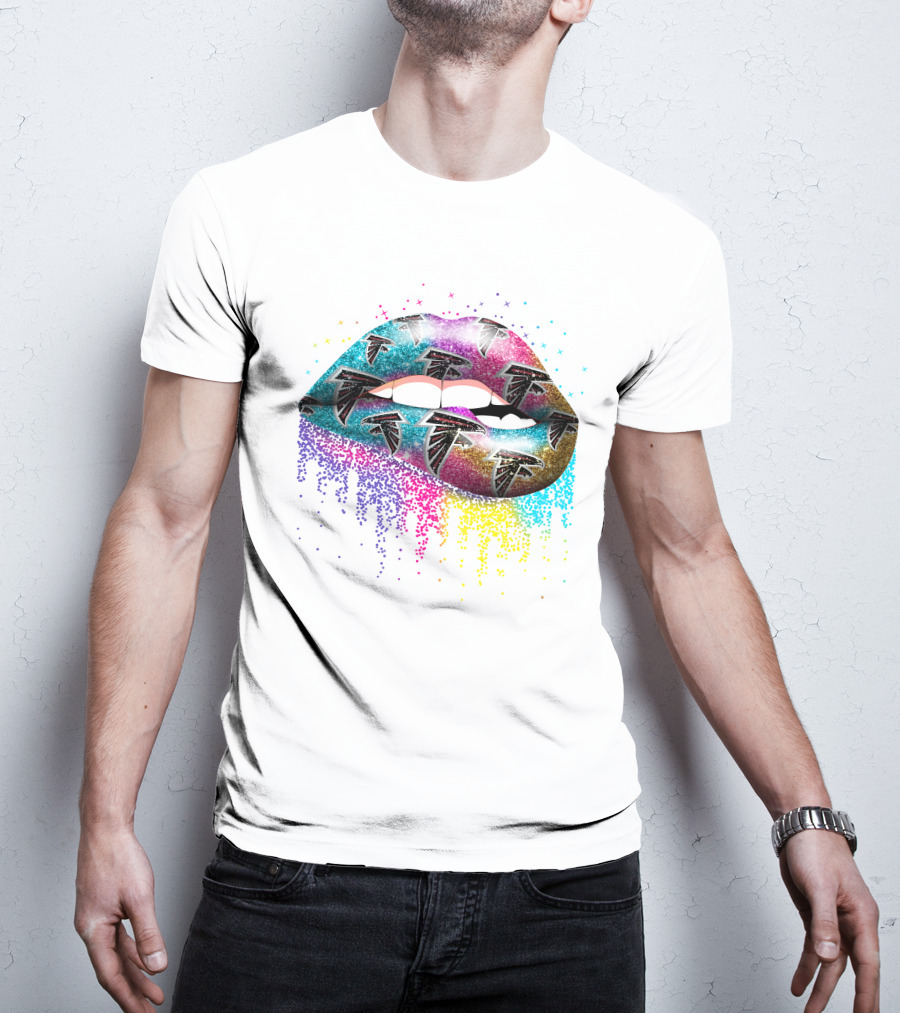 Atlanta Falcons Lips Colorful Glitter T-Shirt