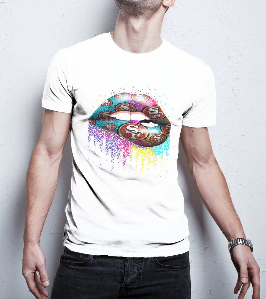 Lips San Francisco 49ers Glitter Logo T-Shirt