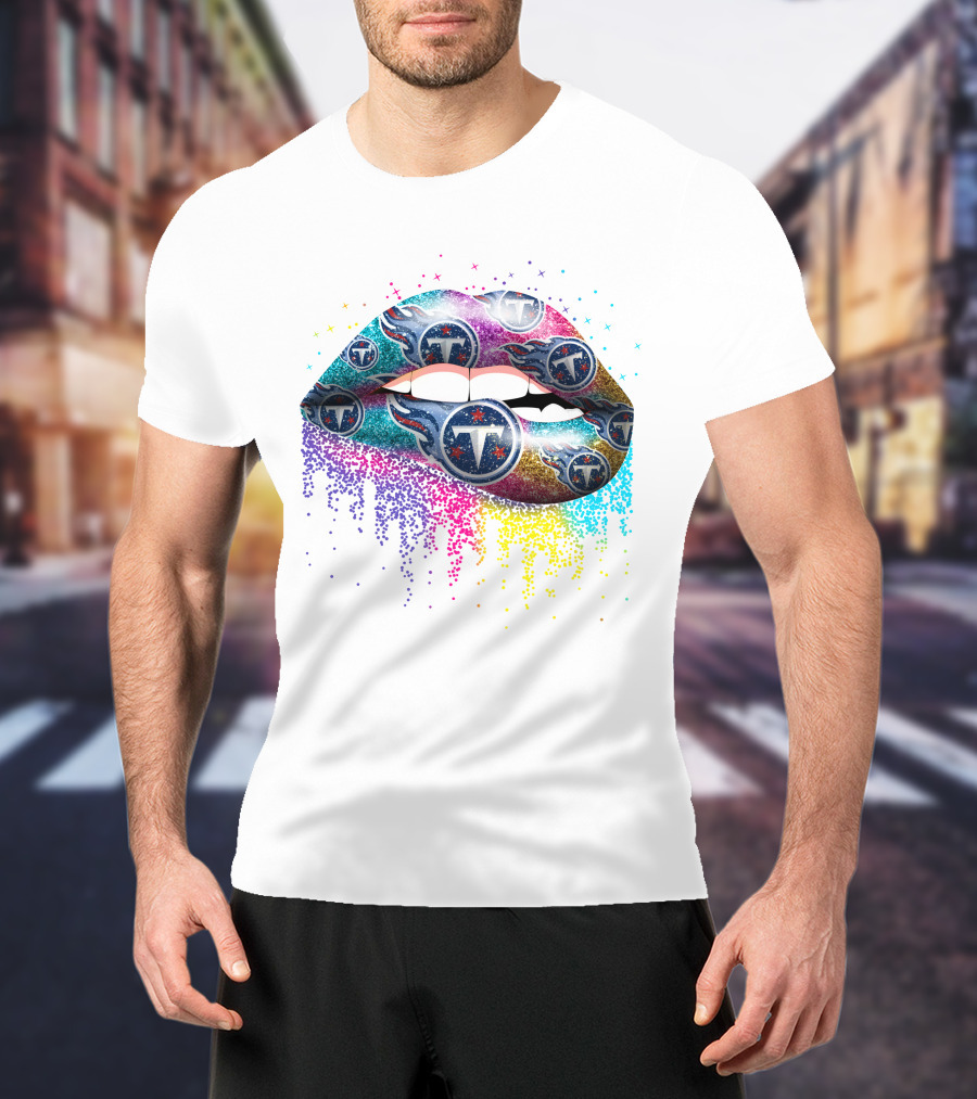 Tennessee Titans Glitter Lips Logo T-Shirt