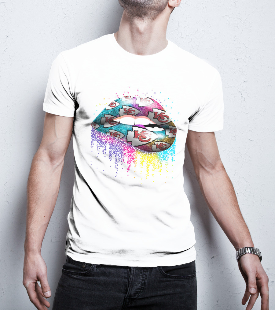 Kansas City Chiefs Glitter Lips Logo Multicolor T-Shirt