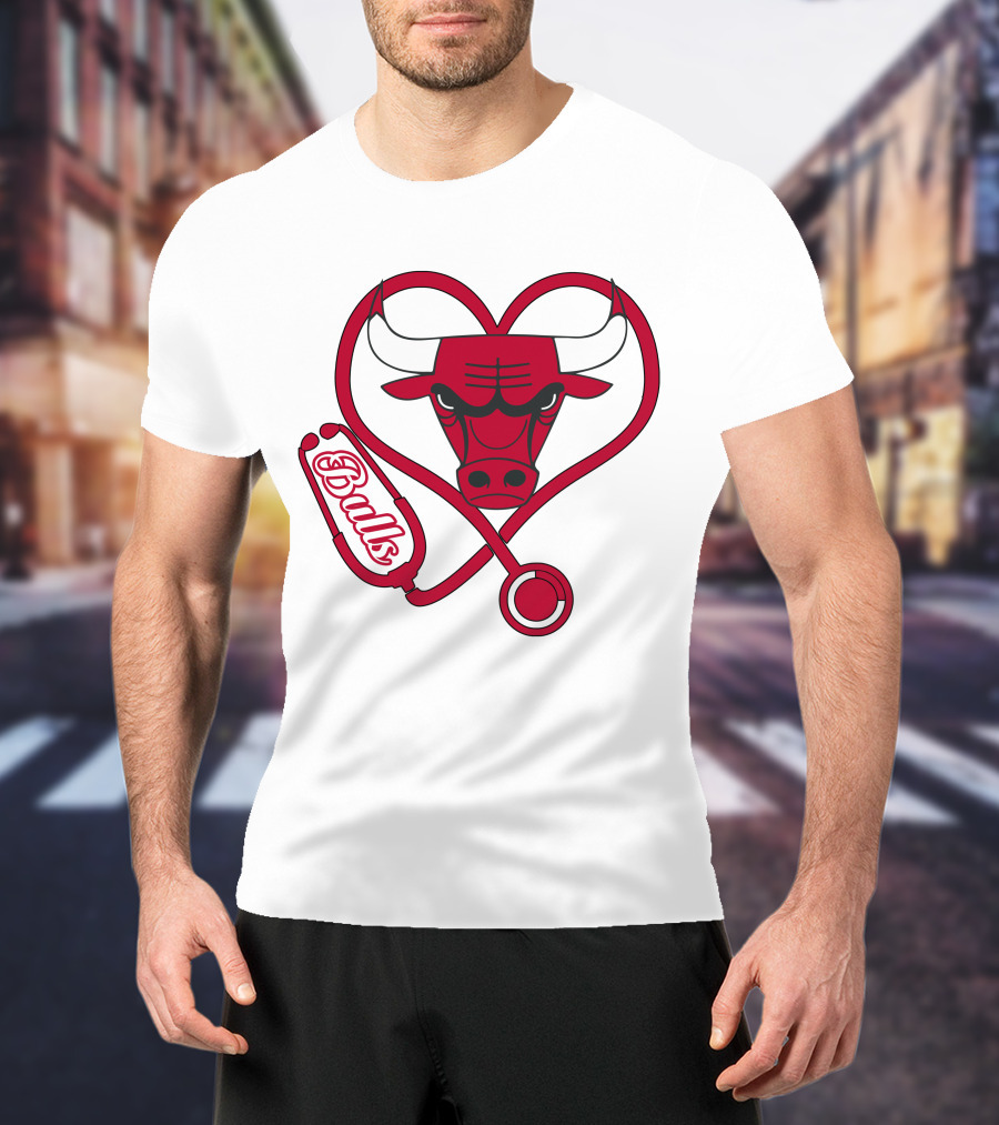 Chicago Bulls Nurse Heart Stethoscope T-Shirt