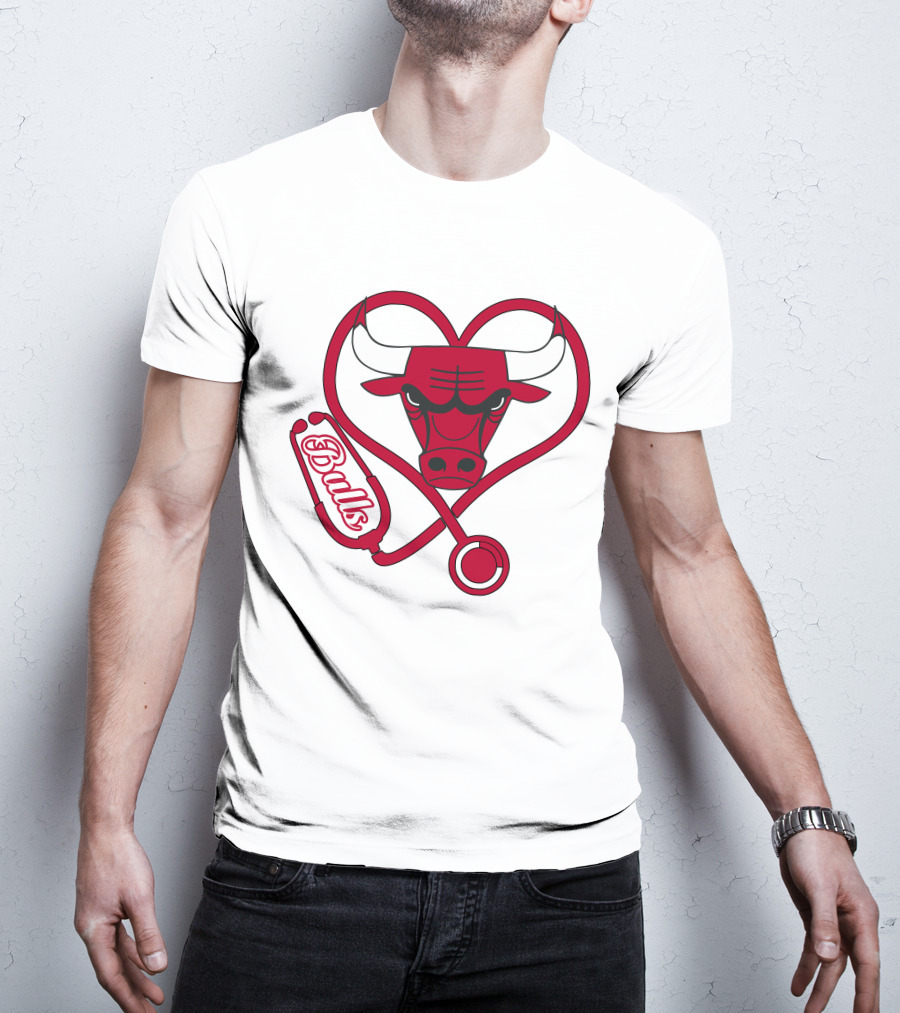 Chicago Bulls Nurse Heart Stethoscope T-Shirt