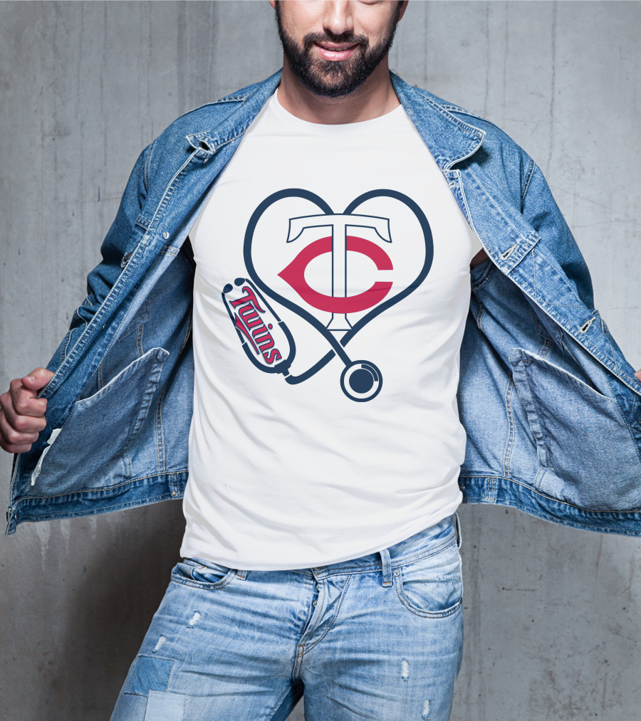 Minnesota Twins Nurse Love Stethoscope Heart T-Shirt