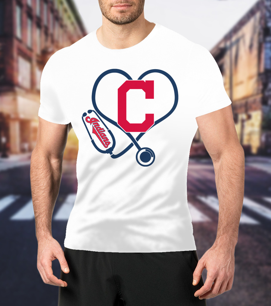 Cleveland Indians Nurse Heart With Stethoscope T-Shirt