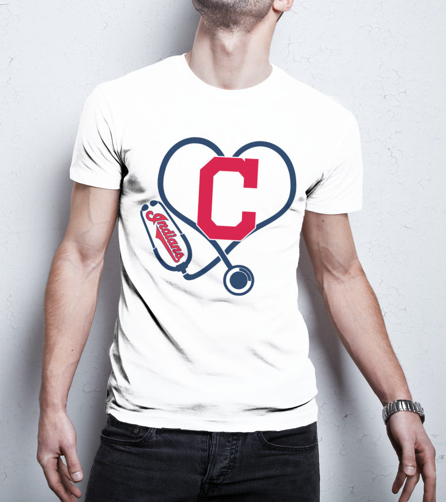 Cleveland Indians Nurse Heart With Stethoscope T-Shirt