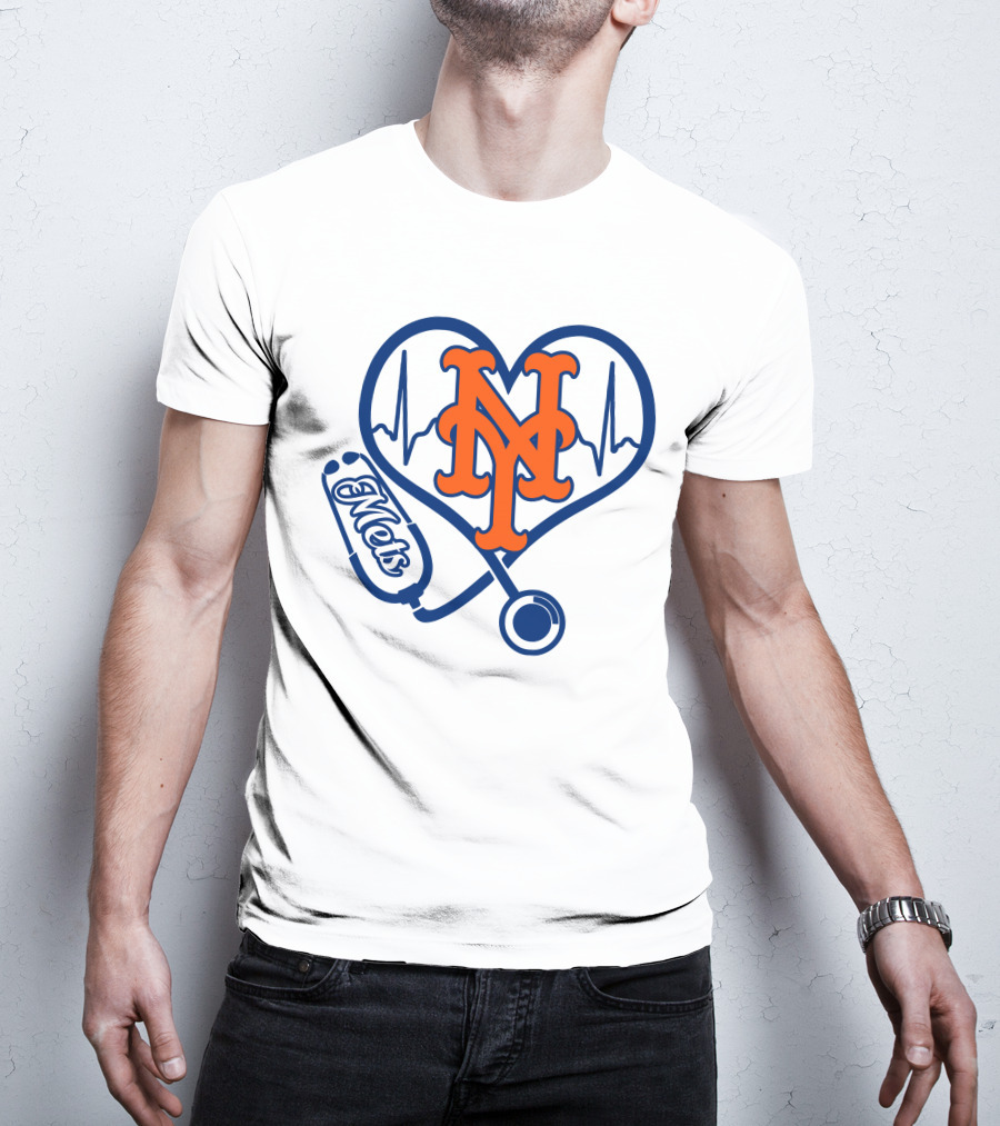 New York Mets Nurse Heartbeat Stethoscope Mets T-Shirt