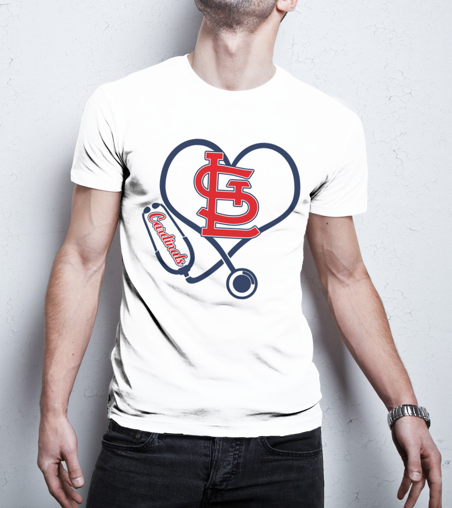 St. Louis Cardinals Nurse Heart Stethoscope Love T-Shirt