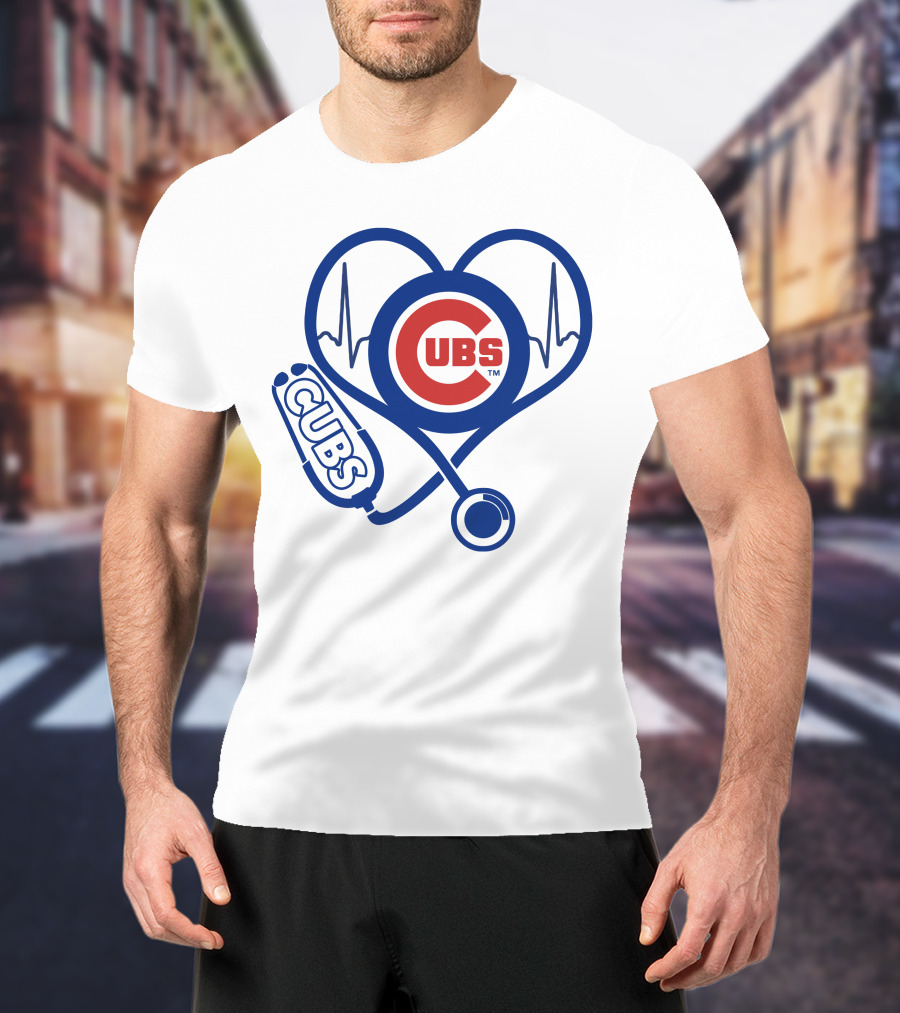 Cubs Heartbeat Nurse Stethoscope Chicago Cubs T-Shirt