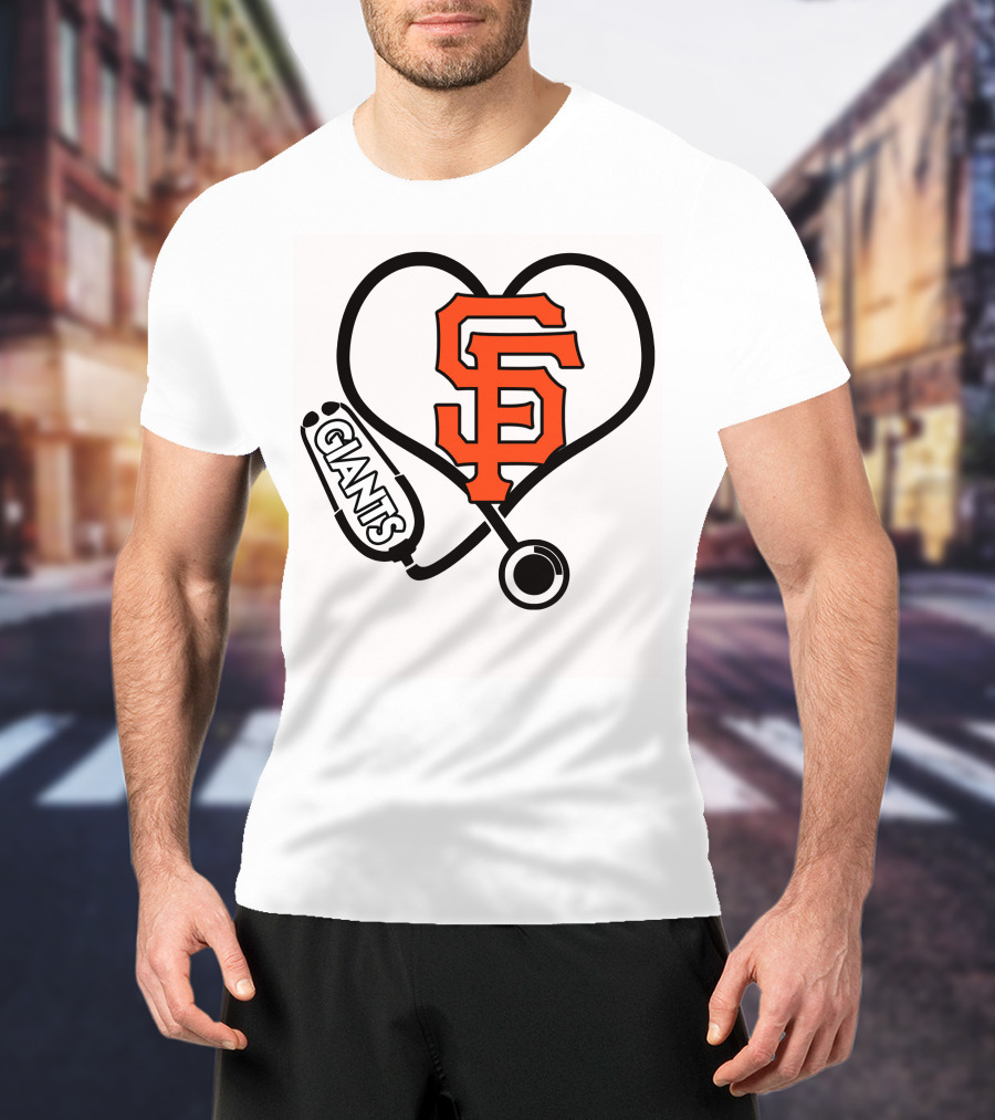 San Francisco Giants Nurse Love Heart Stethoscope T-Shirt