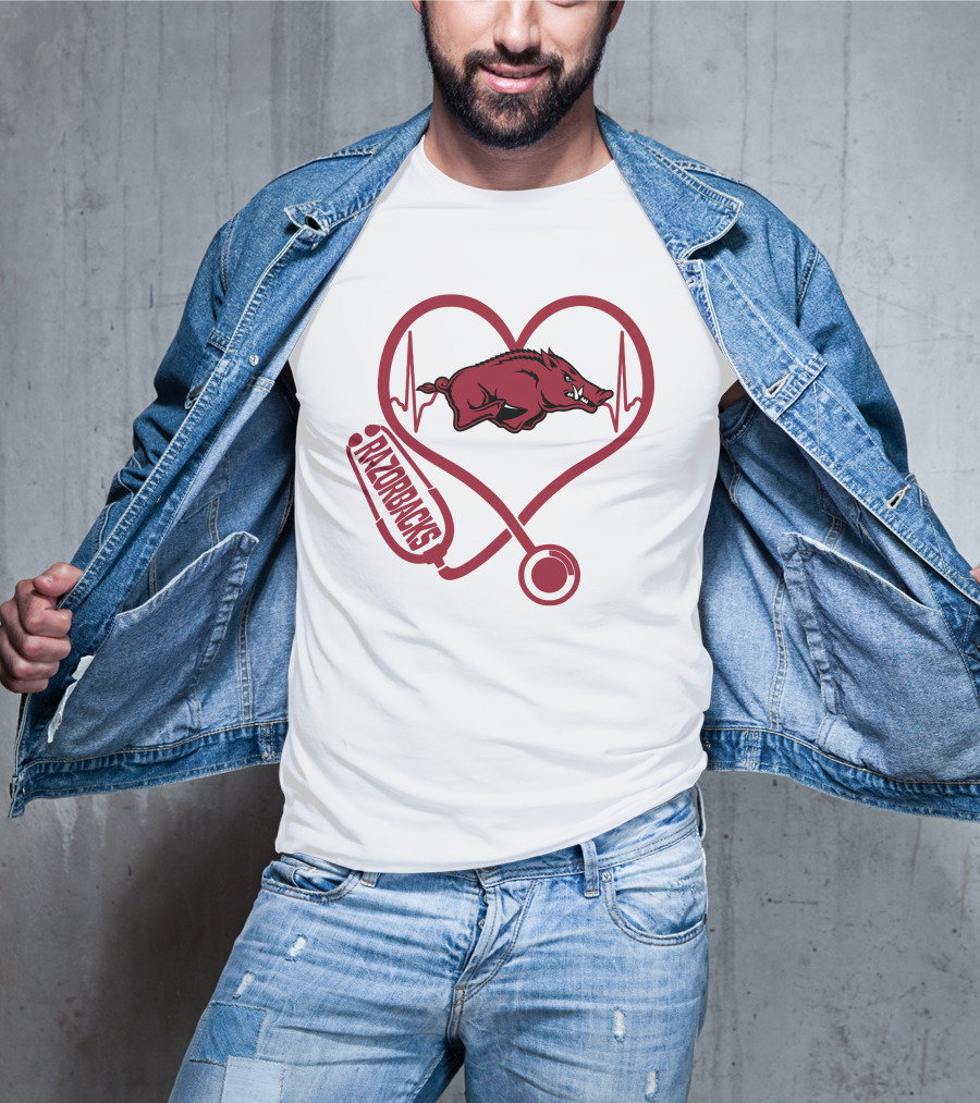 Razorbacks Nurse Heartbeat Arkansas Love T-Shirt