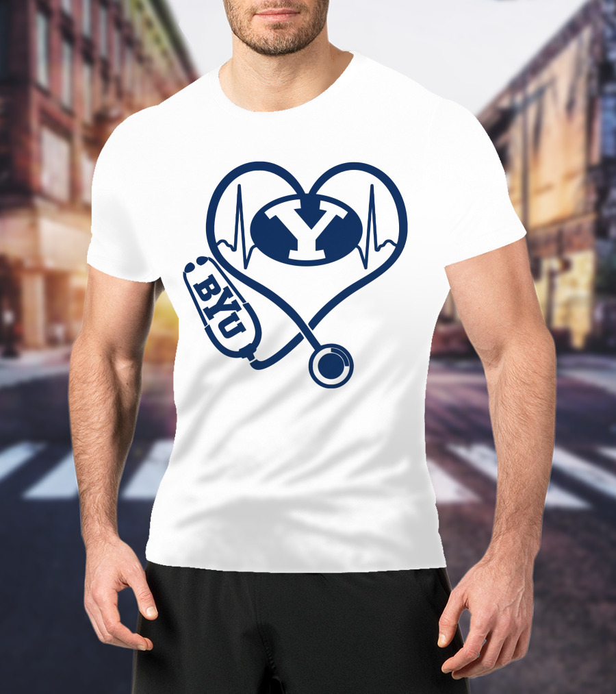 Nurse Love BYU Heartbeat Stethoscope T-Shirt