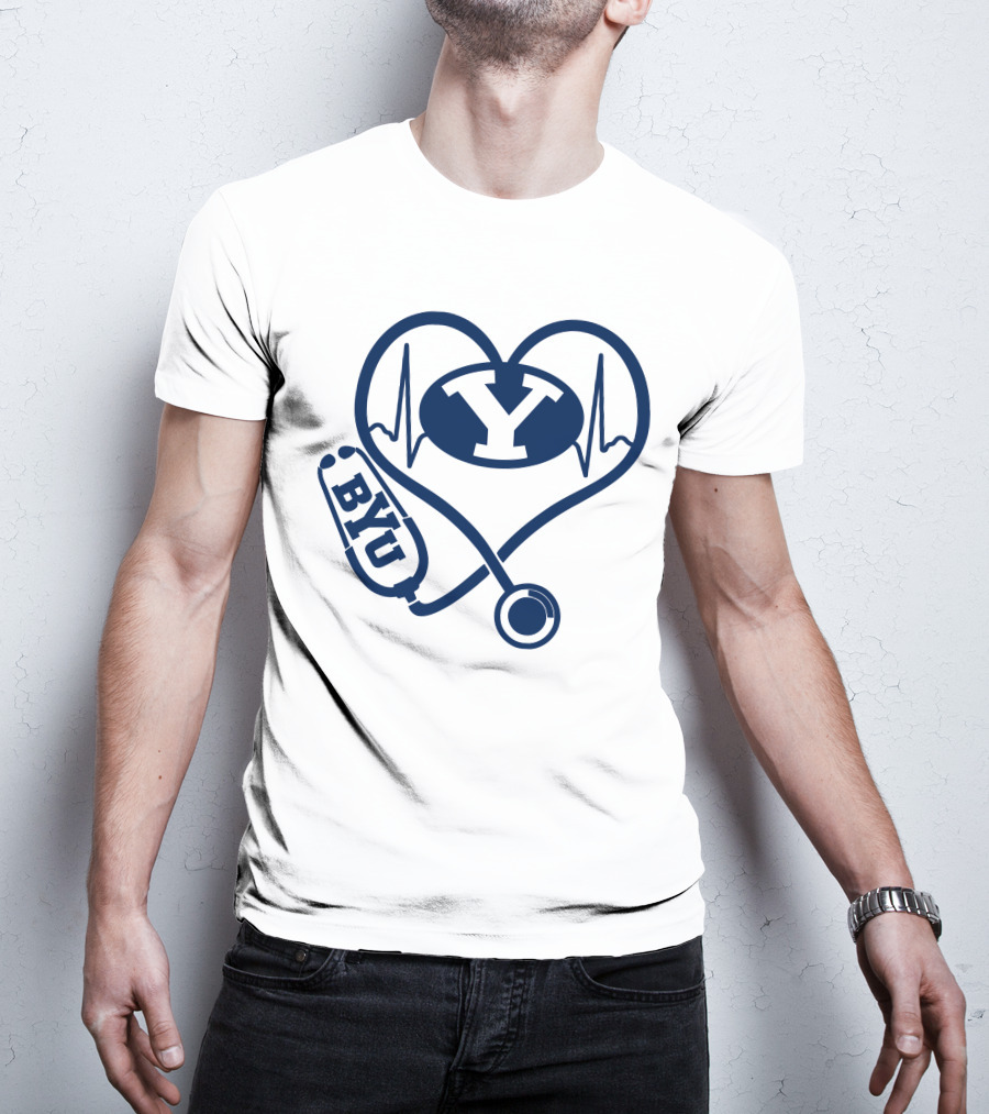 Nurse Love BYU Heartbeat Stethoscope T-Shirt