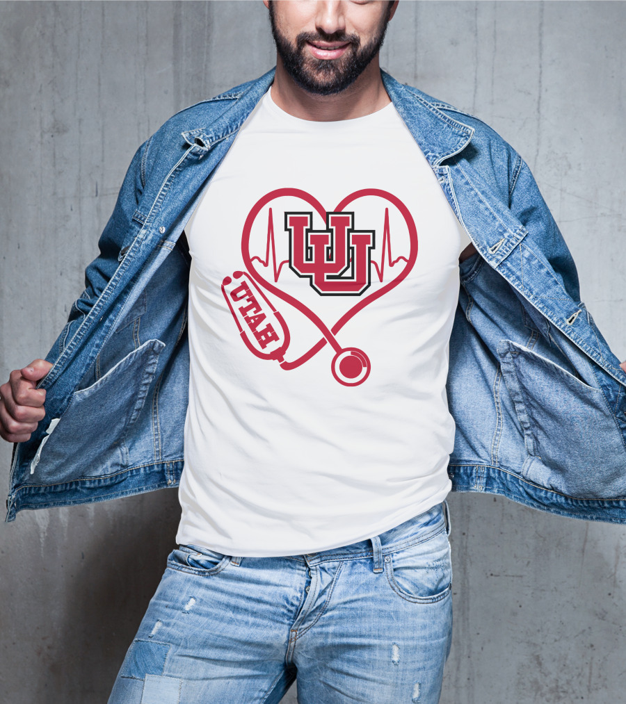Utah Utes Nurse Heartbeat Stethoscope T-Shirt