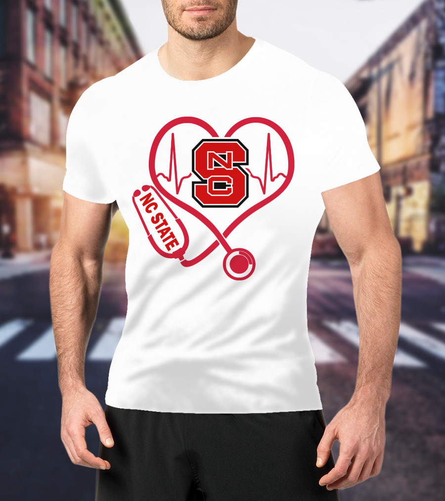 Nc State Wolfpack Heartbeat Nurse Love T-Shirt