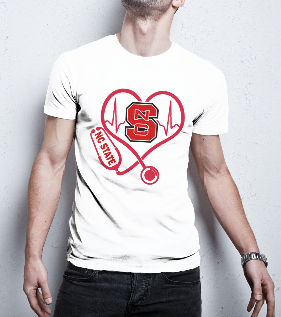 Nc State Wolfpack Heartbeat Nurse Love T-Shirt