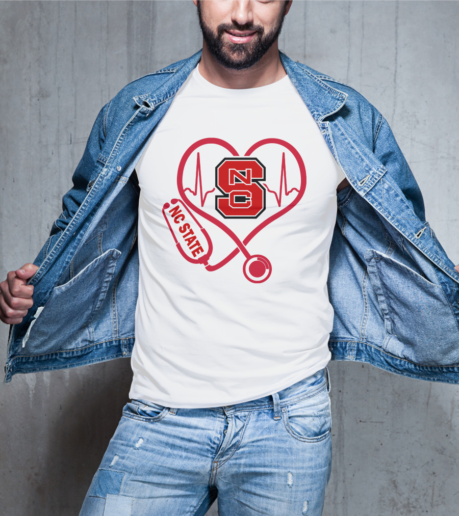 Nc State Wolfpack Heartbeat Nurse Love T-Shirt