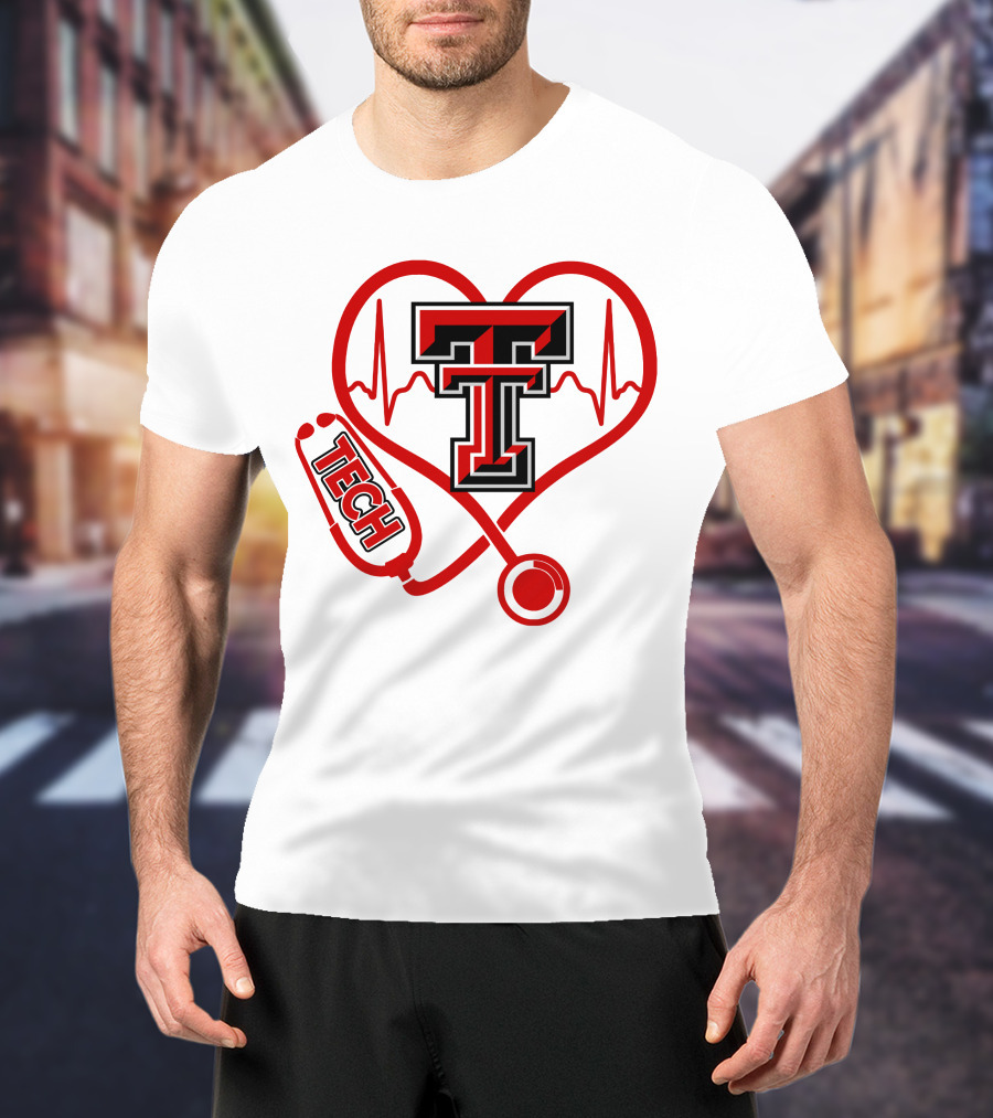 Texas Tech Nurse Heart Stethoscope Love T-Shirt