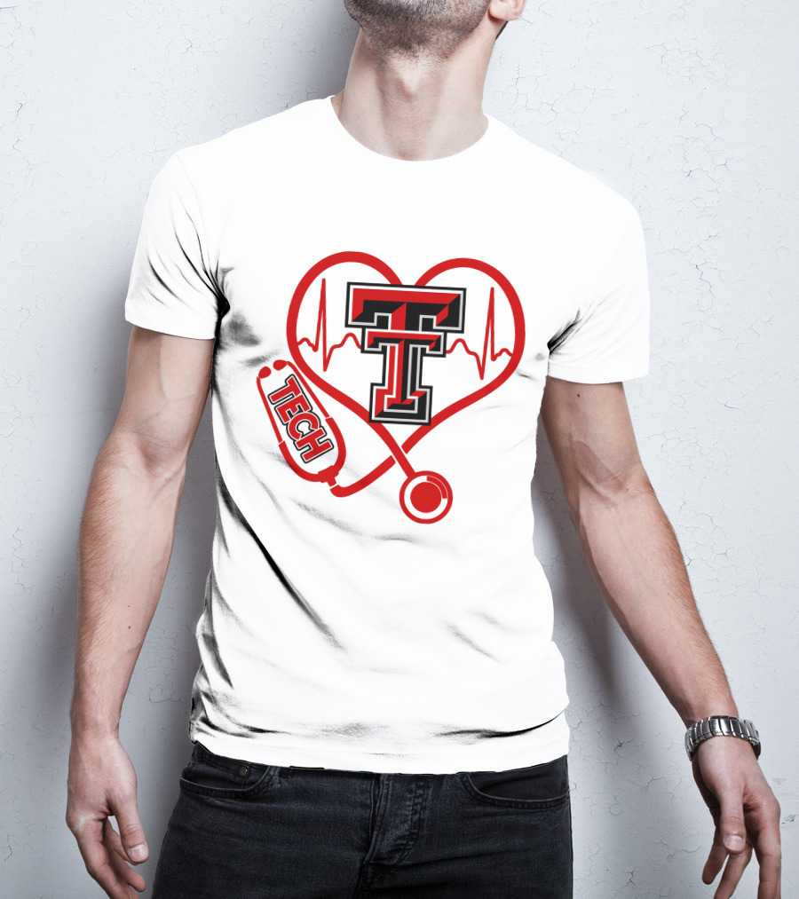 Texas Tech Nurse Heart Stethoscope Love T-Shirt