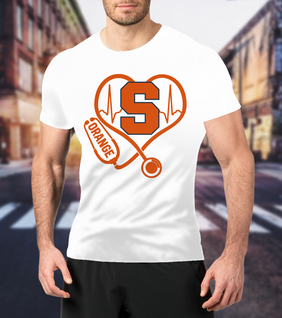 Nurse Heartbeat Syracuse Orange Stethoscope T-Shirt
