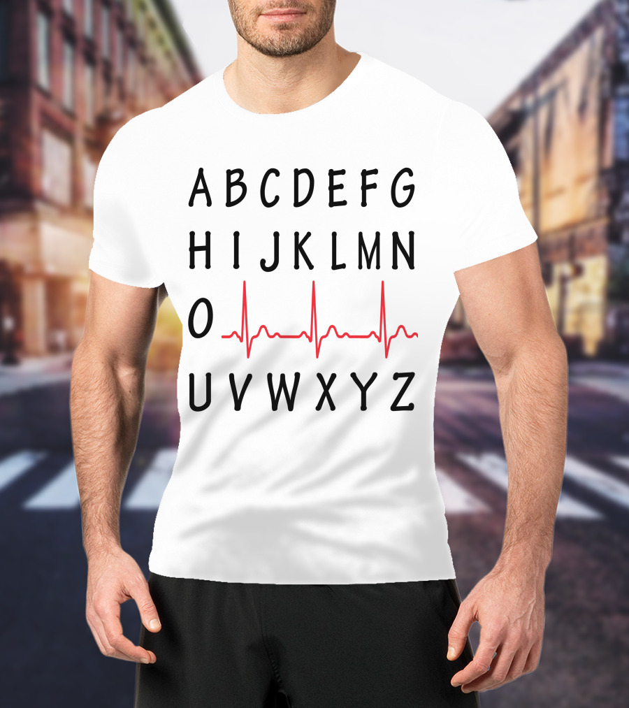 ABCDEFGHI Heartbeat Alphabet O UVWXYZ T-Shirt