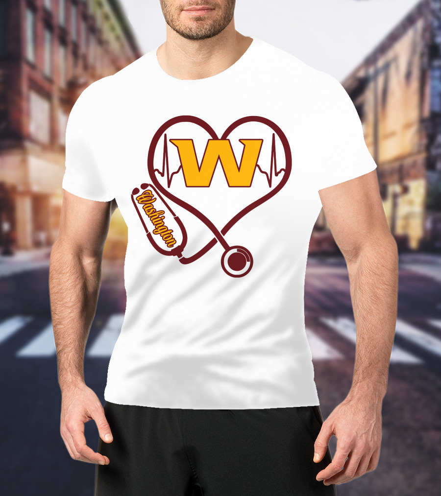 Washington Nurse Love Heartbeat Stethoscope W T-Shirt