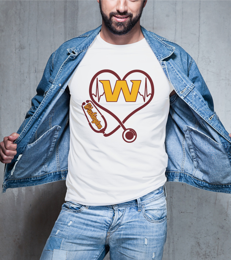 Washington Nurse Love Heartbeat Stethoscope W T-Shirt