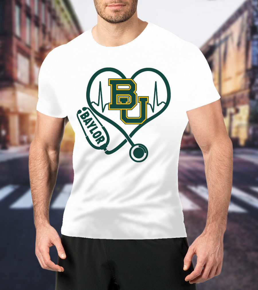 Baylor Heartbeat Stethoscope BU T-Shirt
