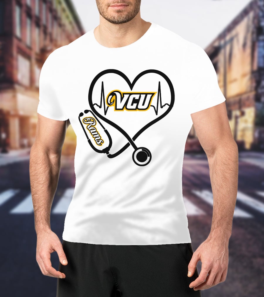 VCU Rams Nurse Heartbeat Stethoscope T-Shirt