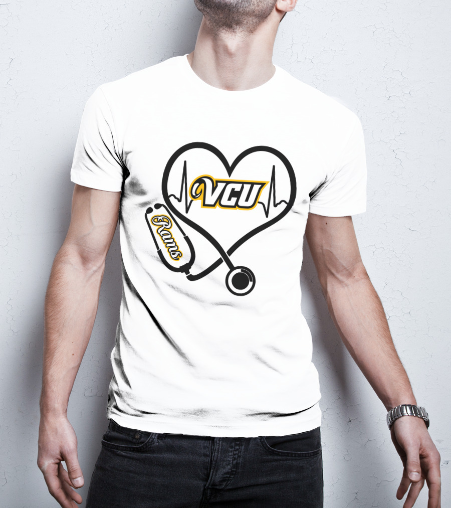 VCU Rams Nurse Heartbeat Stethoscope T-Shirt