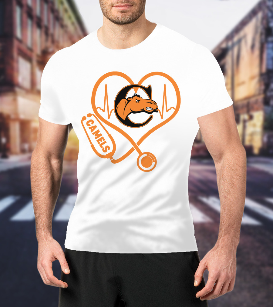 Nurse Love Camels Heartbeat Campbell Fighting Camels T-Shirt