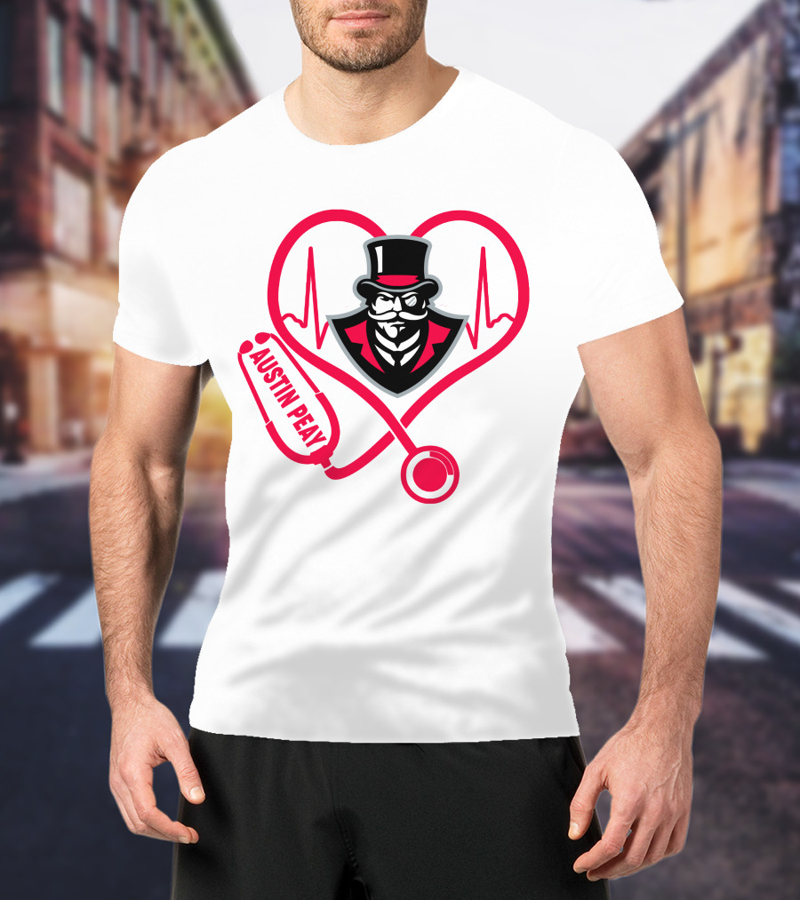 Austin Peay State University Nurse Heartbeat Stethoscope T-Shirt