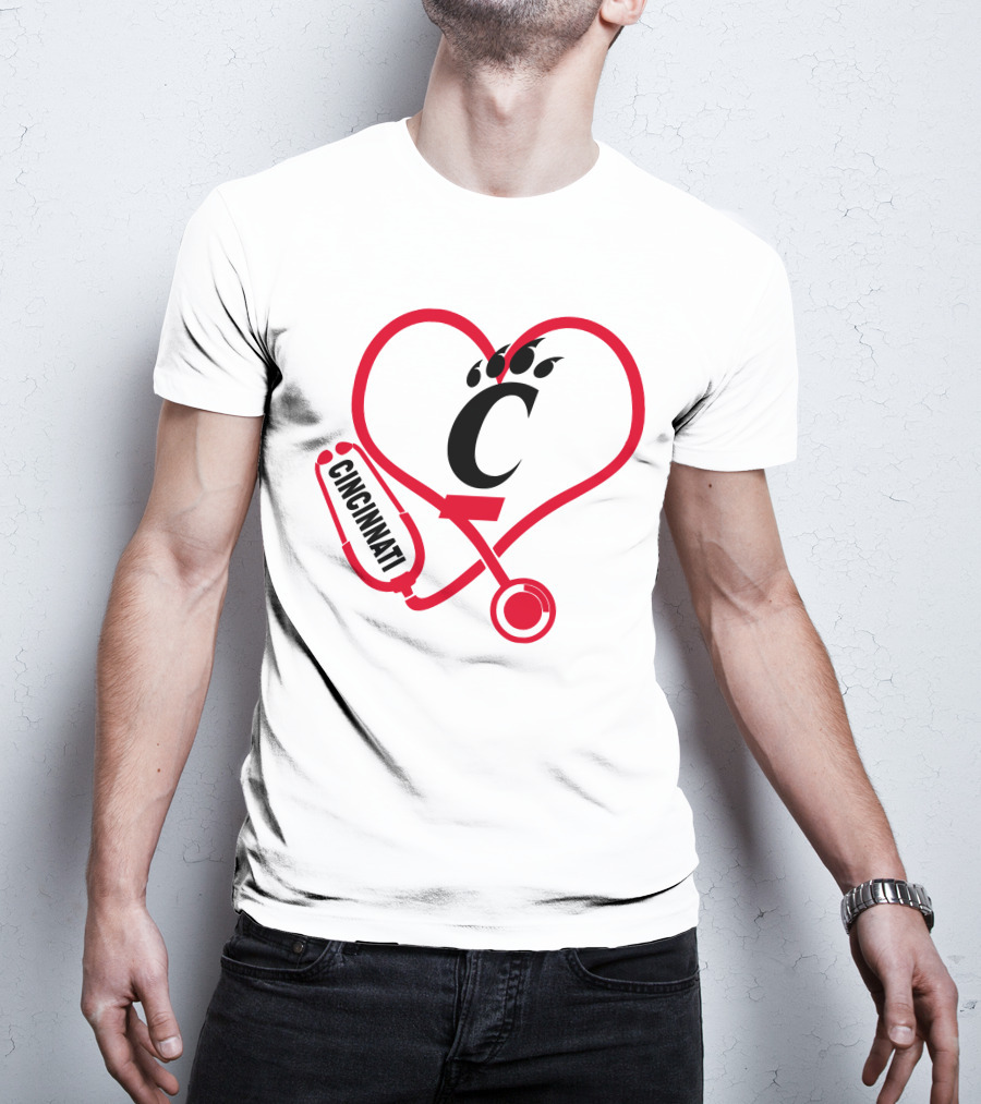 Cincinnati Bearcats Nurse Heart Stethoscope T-Shirt