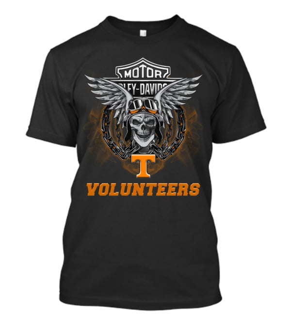 Harley Davidson Motor Tennessee Volunteers Skull Wings Chain T-Shirt