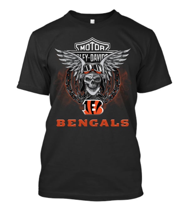 Harley Davidson Motor Biker Bengals 141 Nfl Cincinnati T-Shirt