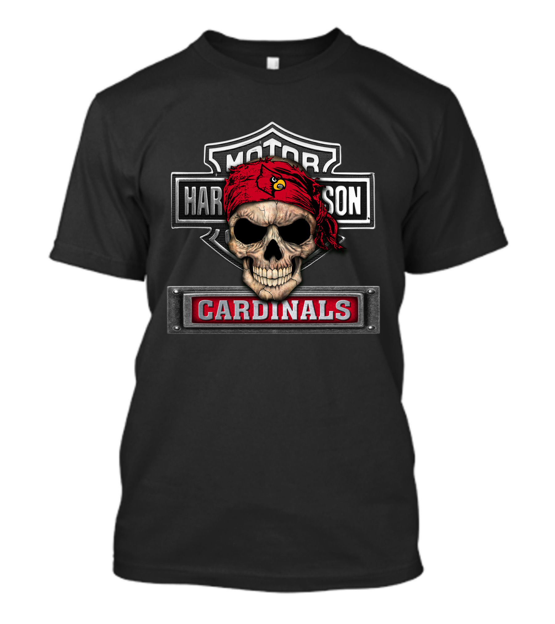 Harley Davidson Motorcycle Biker Skull Cardinals Louisville Ncaa T-Shirt