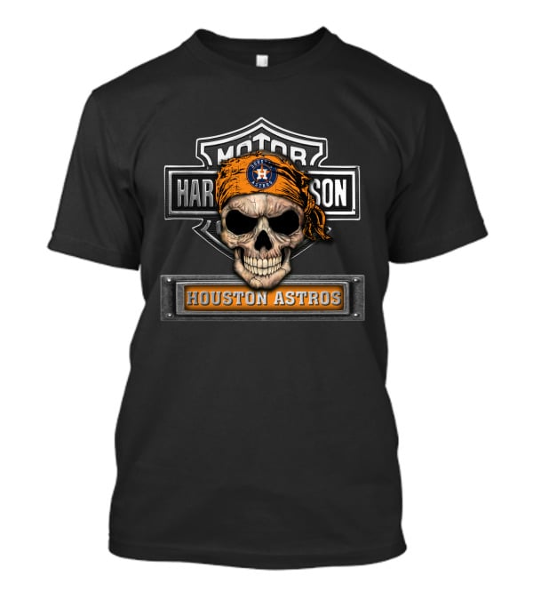 Harley Davidson Motorcycle Skull Biker Houston Astros Mlb T-Shirt