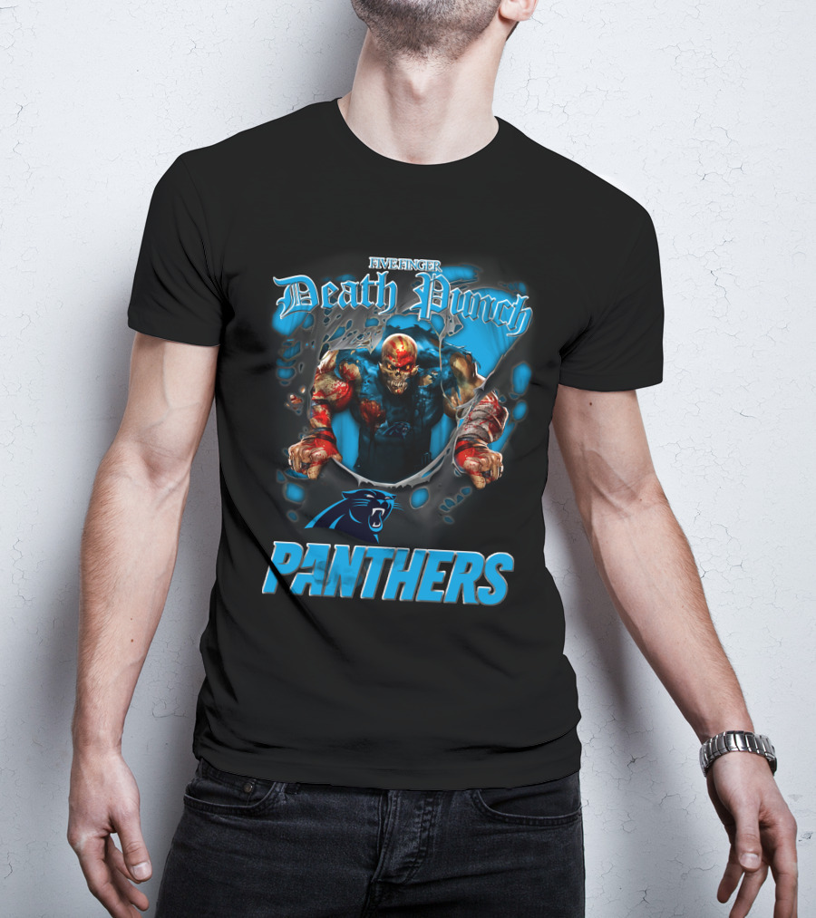 Five Finger Death Punch Panthers Harley Davidson Motorcycle Biker Nfl Carolina Panthers T-Shirt
