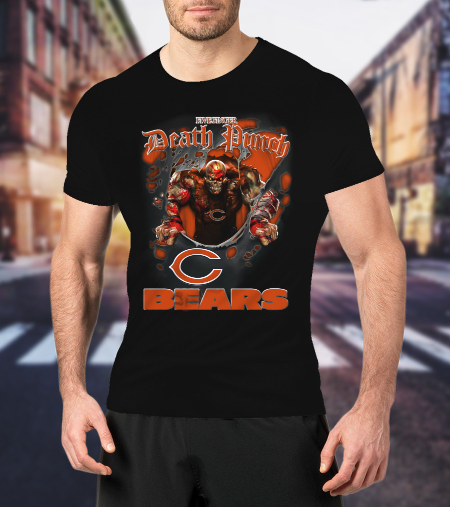 Five Finger Death Punch Harley Davidson Chicago Bears Nfl Biker T-Shirt