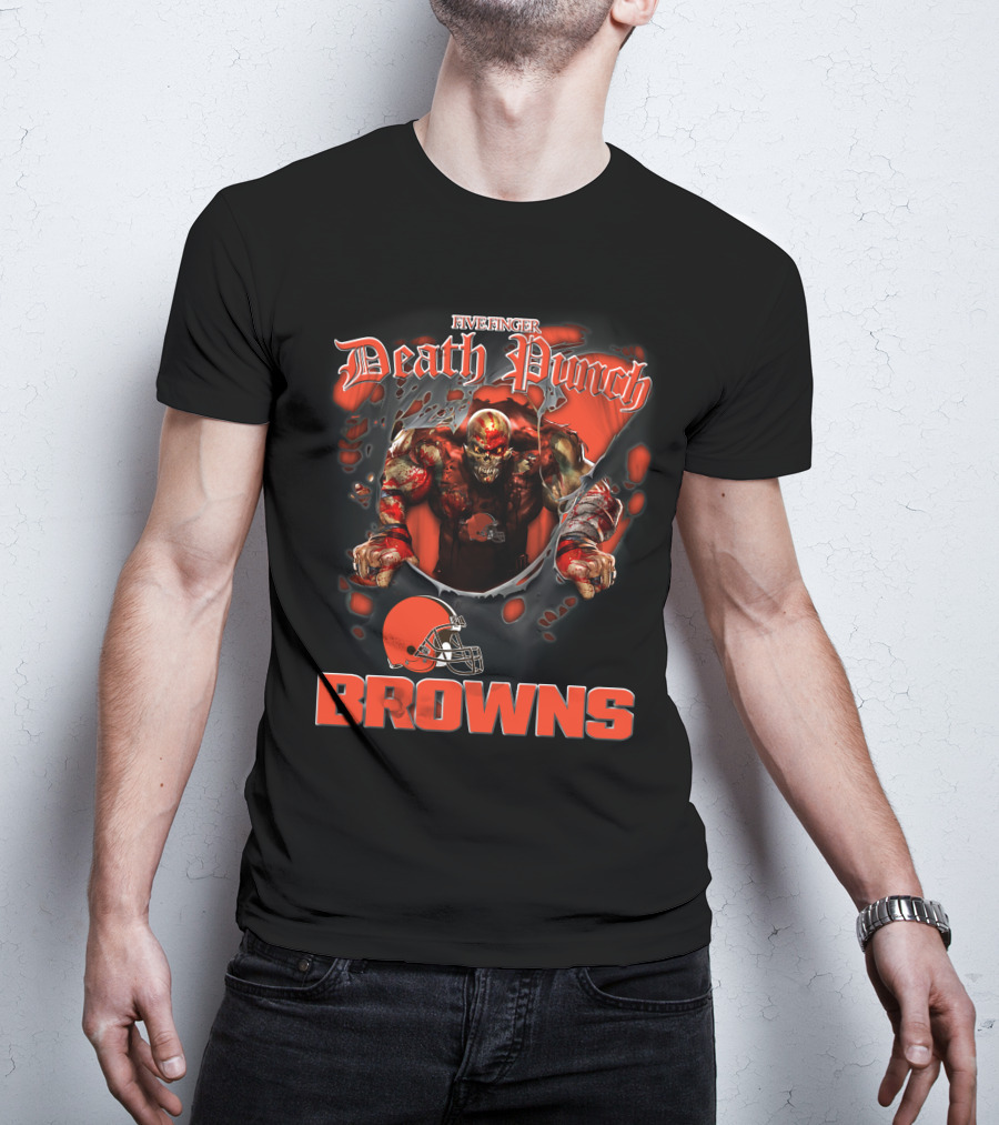 Five Finger Death Punch Browns Harley Davidson Motorcycle Biker Nfl Cleveland Browns T-Shirt