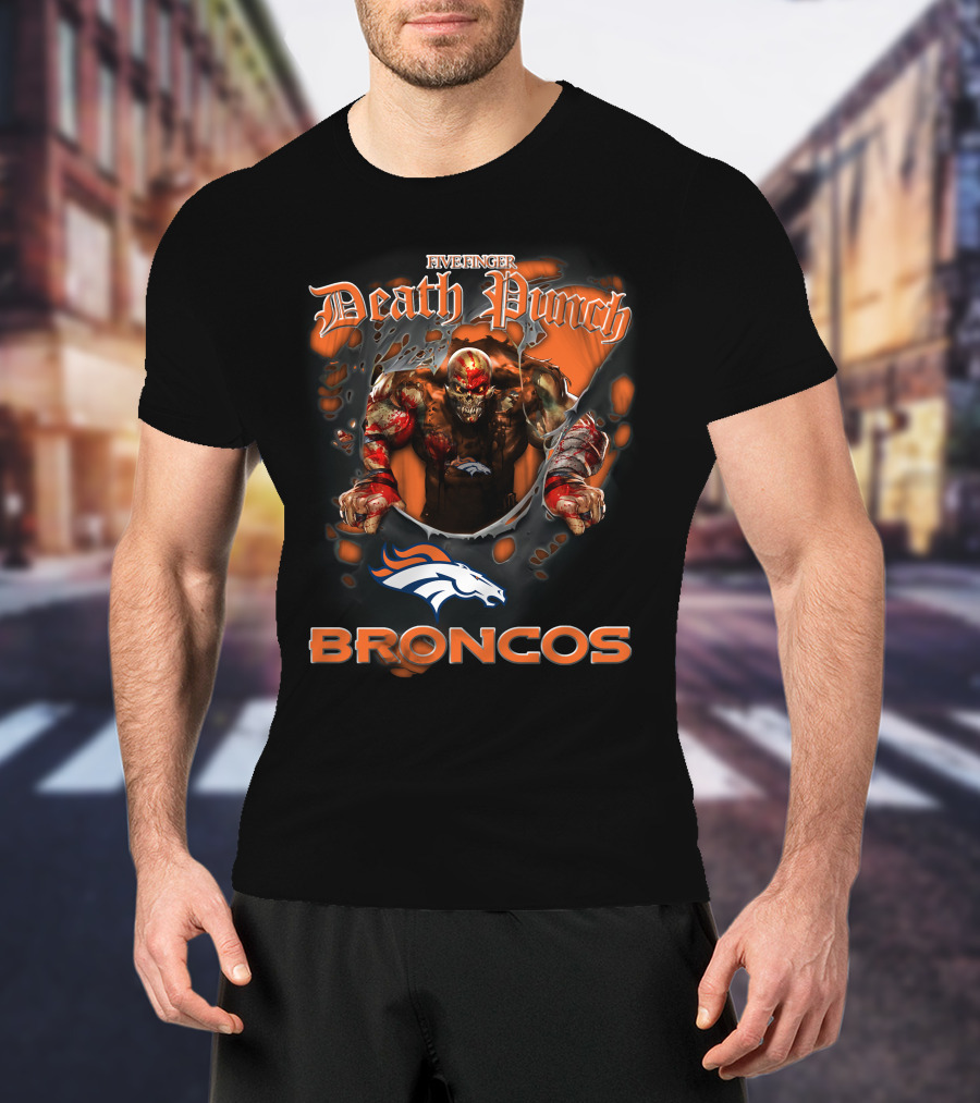 Five Finger Death Punch Denver Broncos Nfl T-Shirt