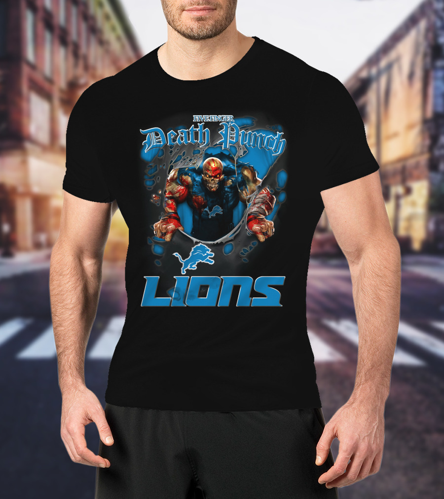 Five Finger Death Punch Detroit Lions Harley Davidson Biker Nfl T-Shirt