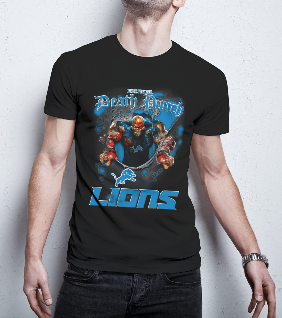 Five Finger Death Punch Detroit Lions Harley Davidson Biker Nfl T-Shirt