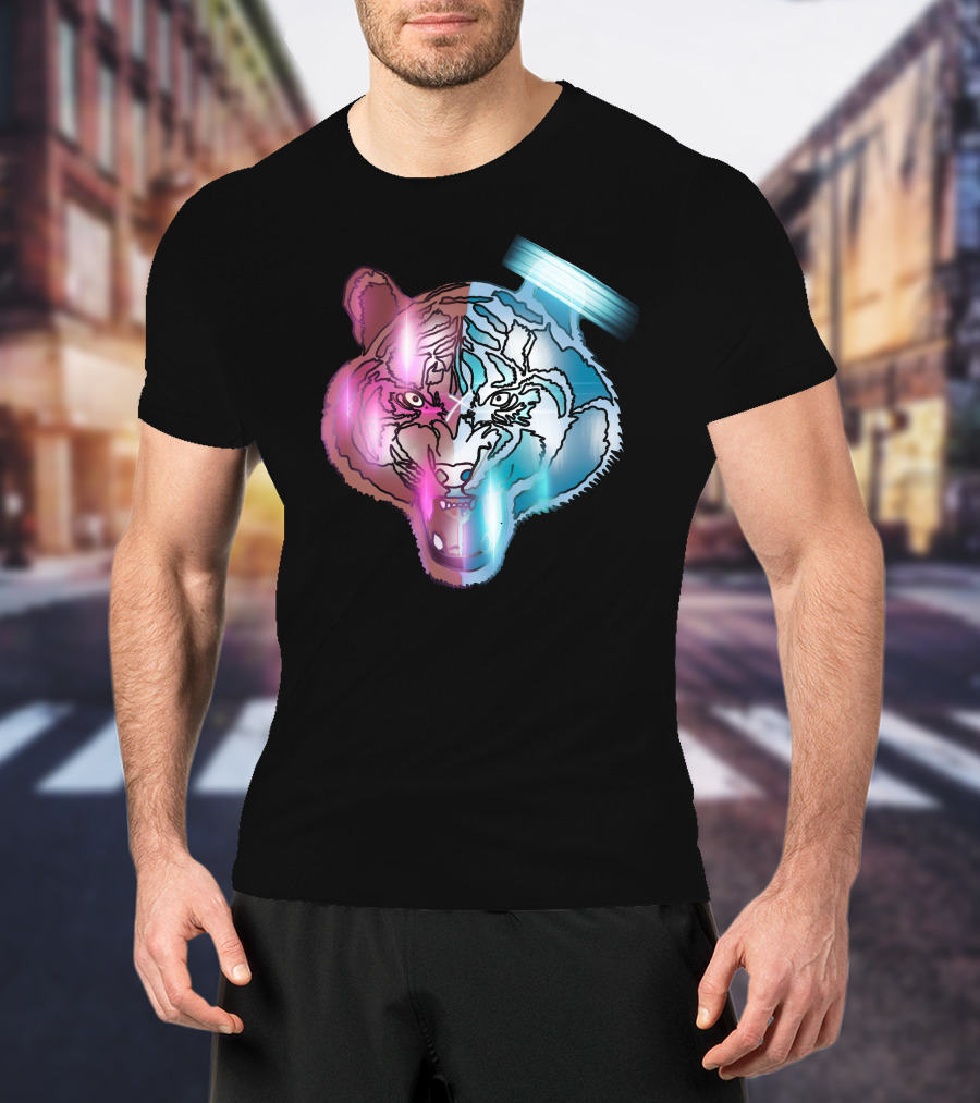 Big Cat Neon Dual-Tone Tiger Face T-Shirt