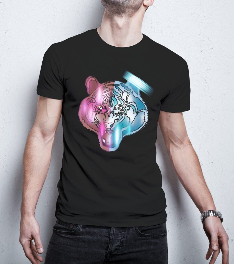 Big Cat Neon Dual-Tone Tiger Face T-Shirt