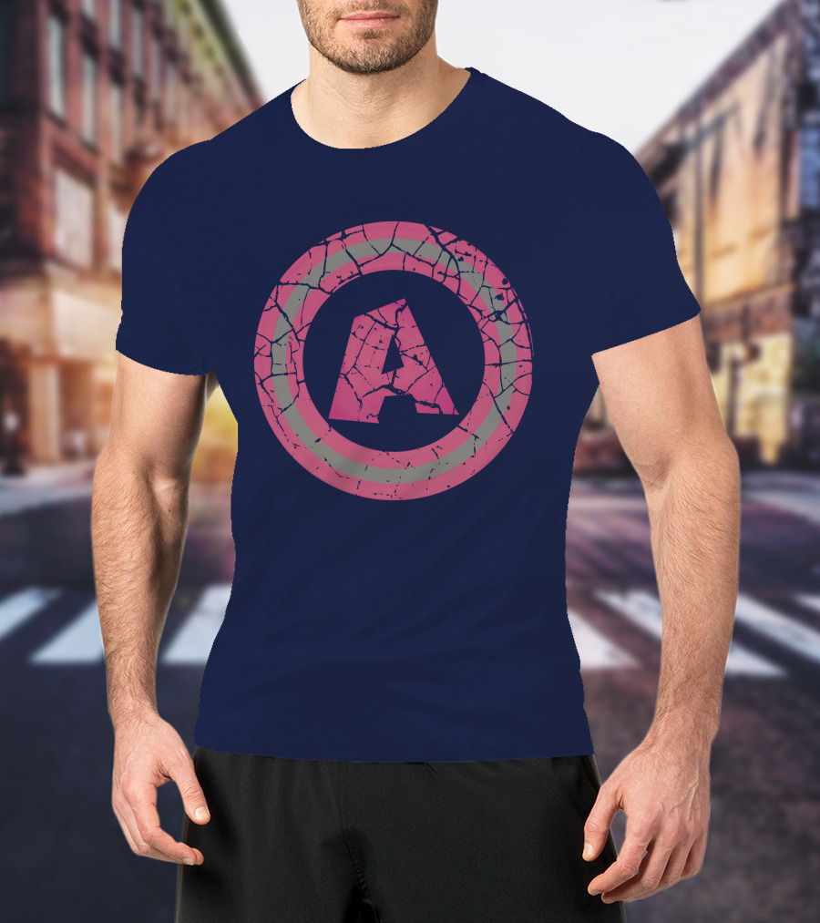 Cracked Pink And Grey Letter A With Circle T-Shirt
