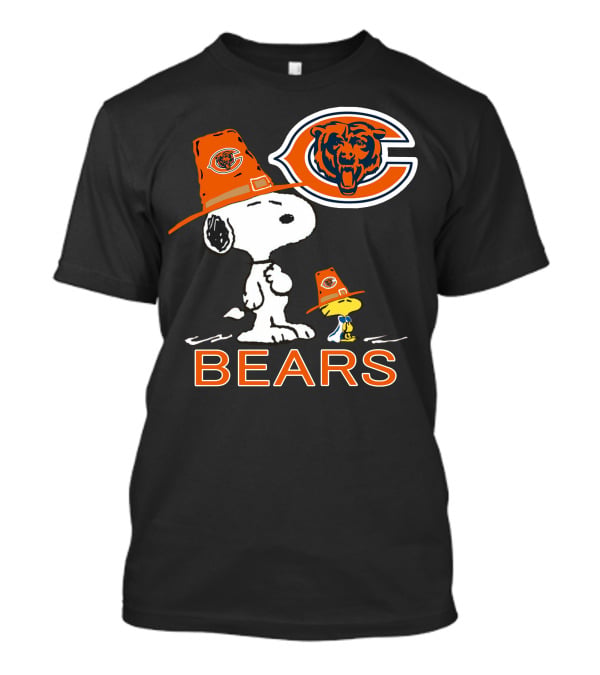 Chicago Bears Snoopy Thanksgiving Pilgrim Hat Peanuts T-Shirt