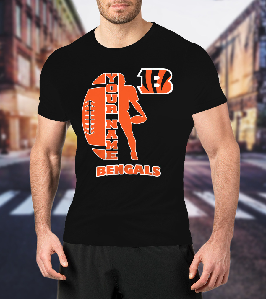 Your Name Bengals Football Silhouette B T-Shirt